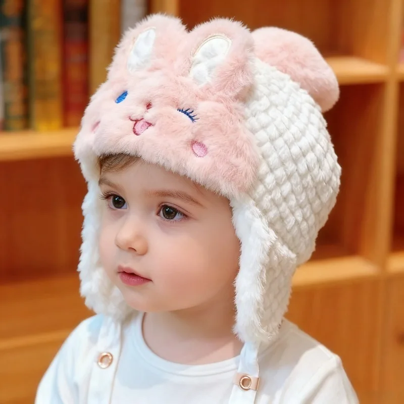 

1/2/4PCS Baby Winter Hat Fleece Lined Ear Protection Earflap Cap for Toddler Girls Warm Cute Winter Beanie for Baby Girls