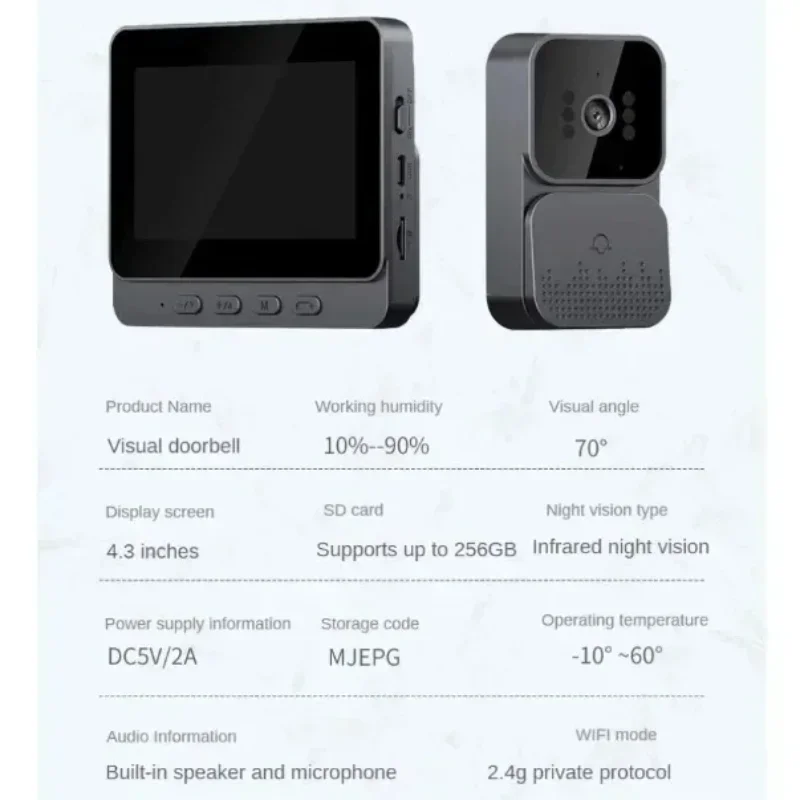 Система безопасности, умный беспроводной видеозвонок с экраном 4,3 дюйма, умное кольцо, просмотр цен, умный дверной звонок, камера, беспроводной дверной Звонок