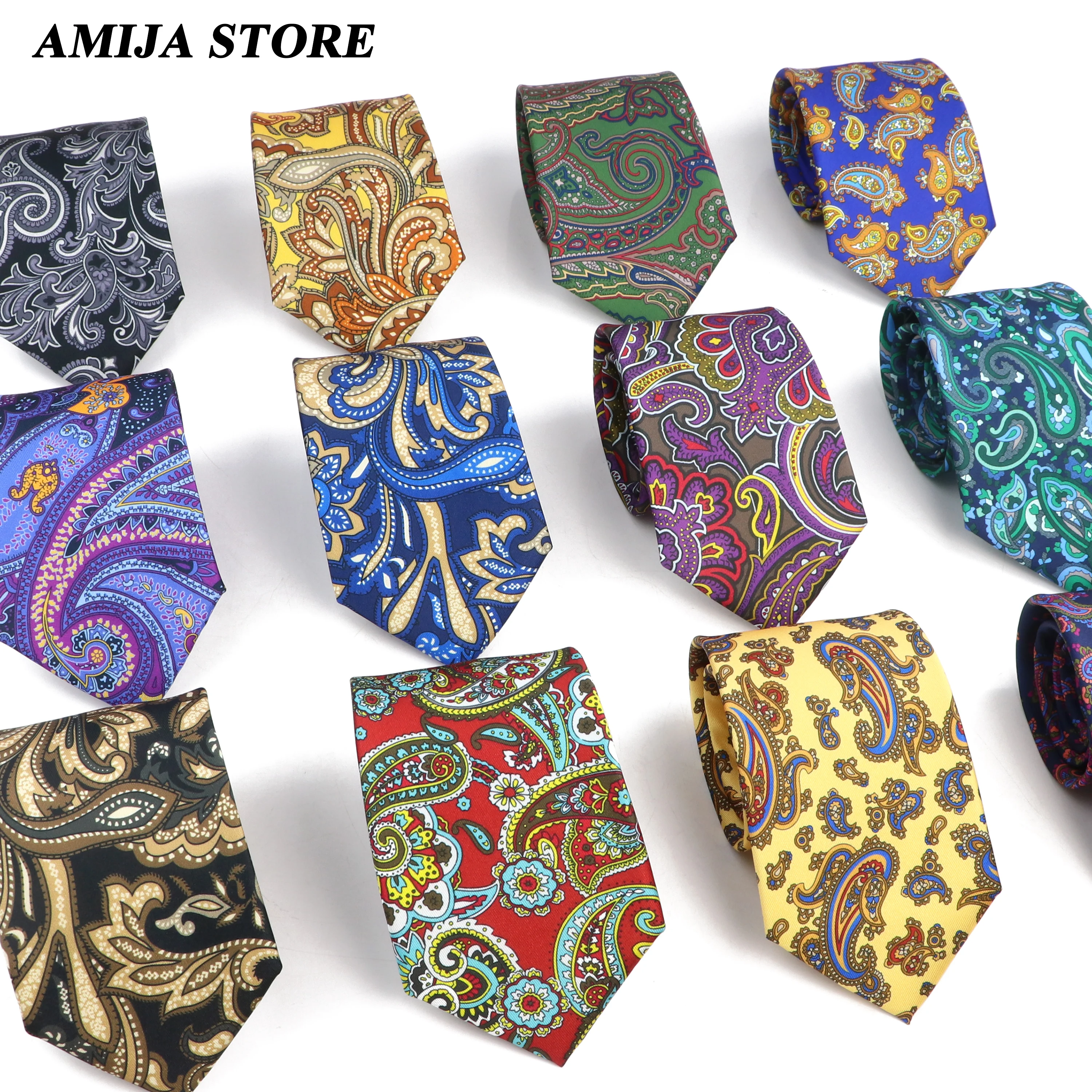 Vintage Paisley Floral Print Colorful Necktie 7.5cm Polyester Silk Touch Men Daily Party Wedding Suit Male Cravat Gift Accessory