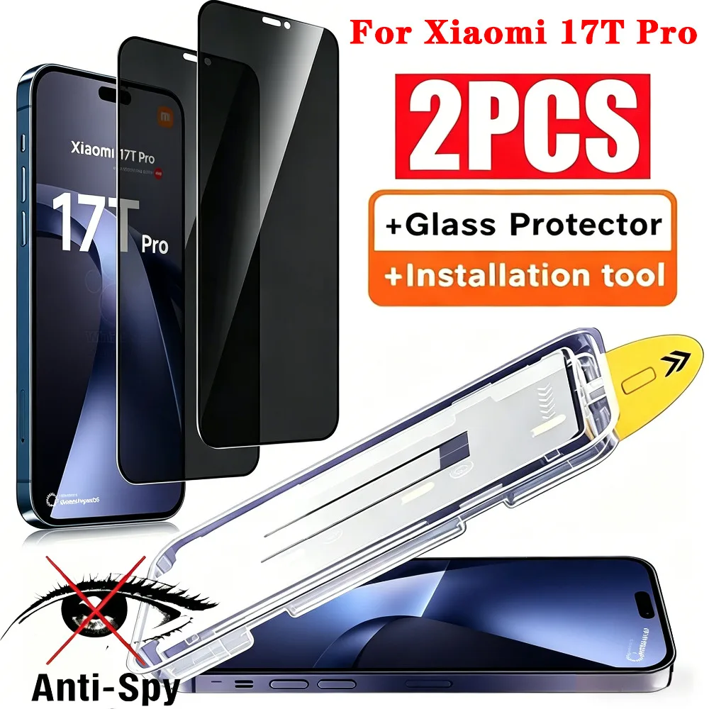 2er-Pack Sichtschutz aus gehärtetem Glas für Xiaomi 17T Pro Anti-Spionage-Displayschutzfolie