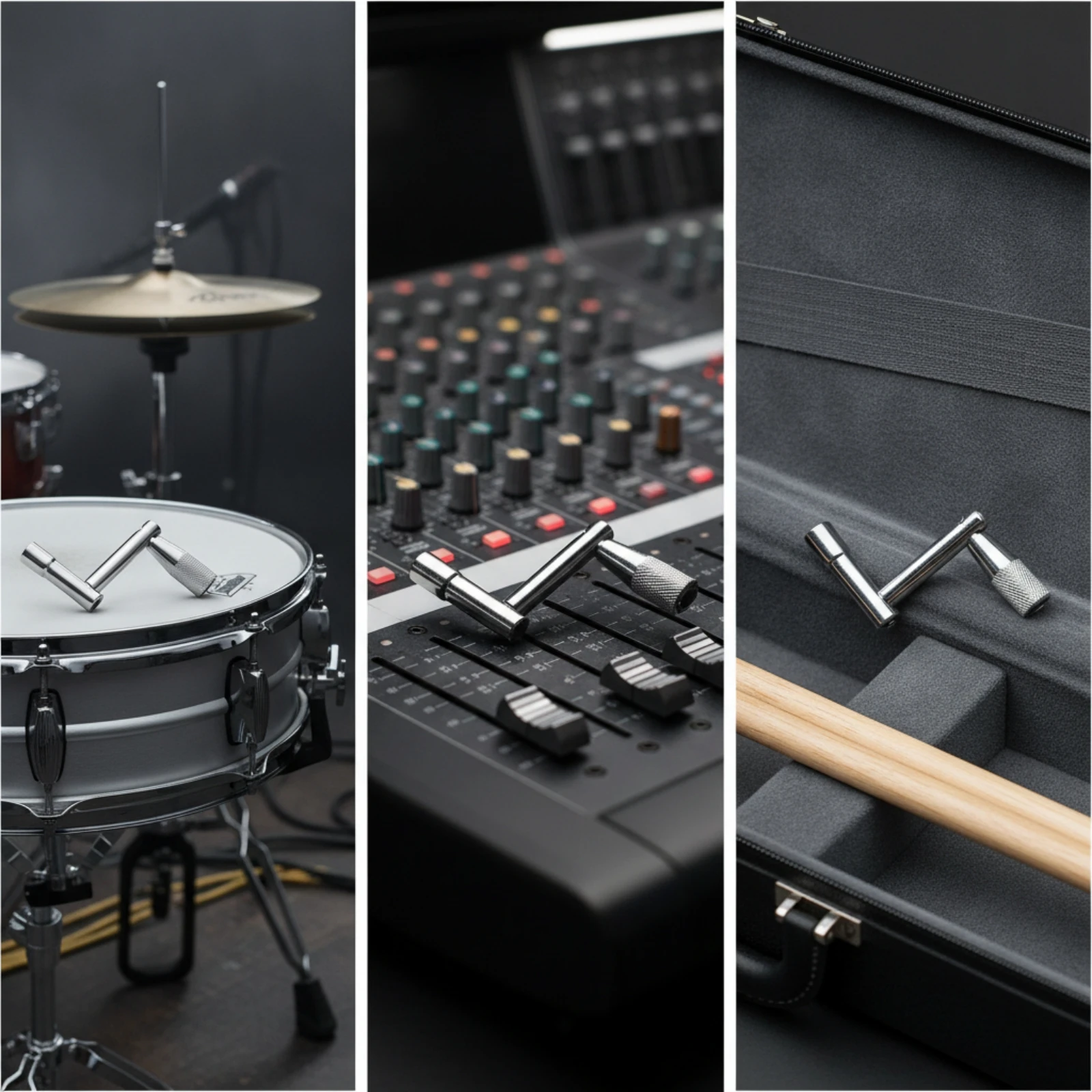 2 Pieces Drum Key with Rotating Handle Universal Drum Key Wrench Compact Tool Non-Slip for Drummers, Gigs, Practice Rooms