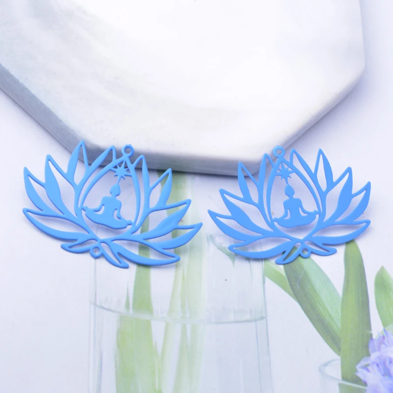 30 Stück/Lot AD3337 38*25mm Messing-Blumen-Lotus-Anhänger Verbinder Bunte Schmuck- und Ohrring-Materialien – Detail 4
