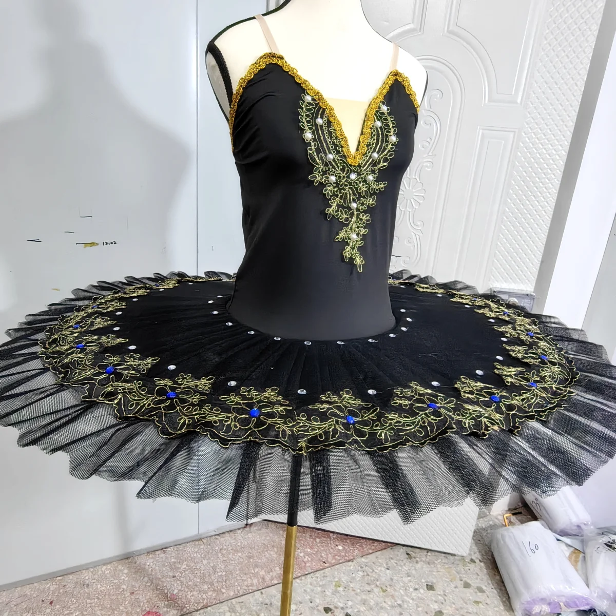 Black Professional Ballet Tutus For Girls Child Swan Lake Ballet Dress Dance Clothes Pancake Ballerina Figure Skating Dress