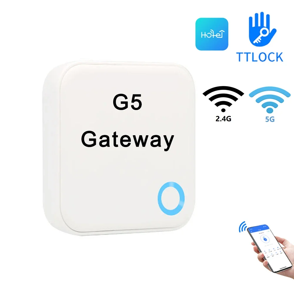 for TTLock Or TTHotel APP Device Gateway Hub G5 Bluetooth-compatible To 2.4G 5G WiFi Converter For Remote Control Smart Lock