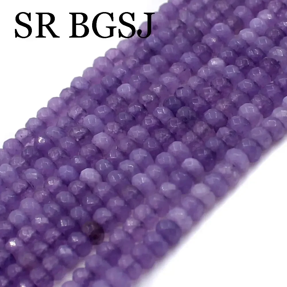 SR 2x4mm Faceted  Natural Gemstone Stone Semi Lepidolite Small Mini Rondelle Seed Beads Strand 15\