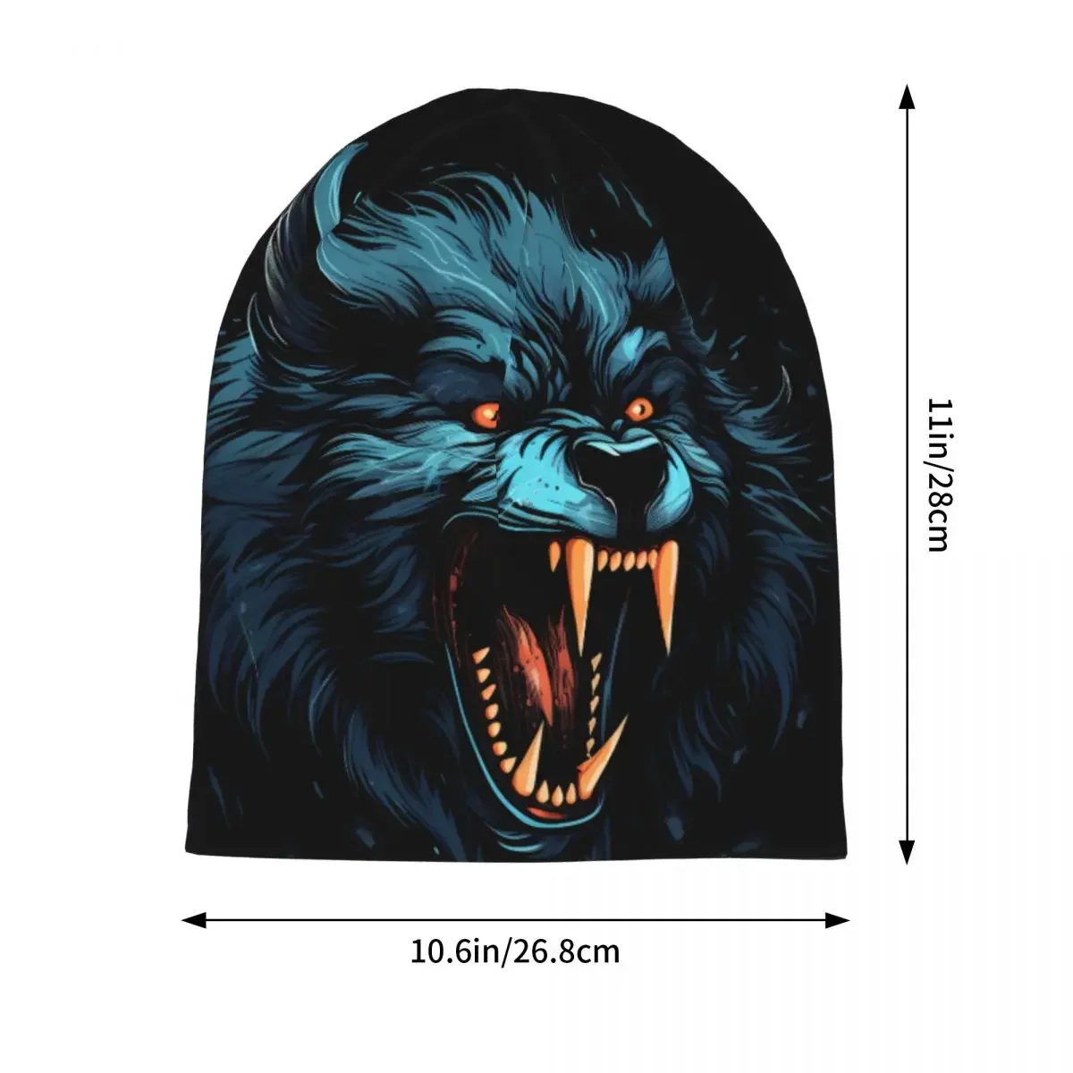 Werewolf Angry Bonnet Hats Strong Animal Beanie Hats Custom Knit Hat Autumn Winter Street Y2K Men Women Hippie Head Wrap Caps