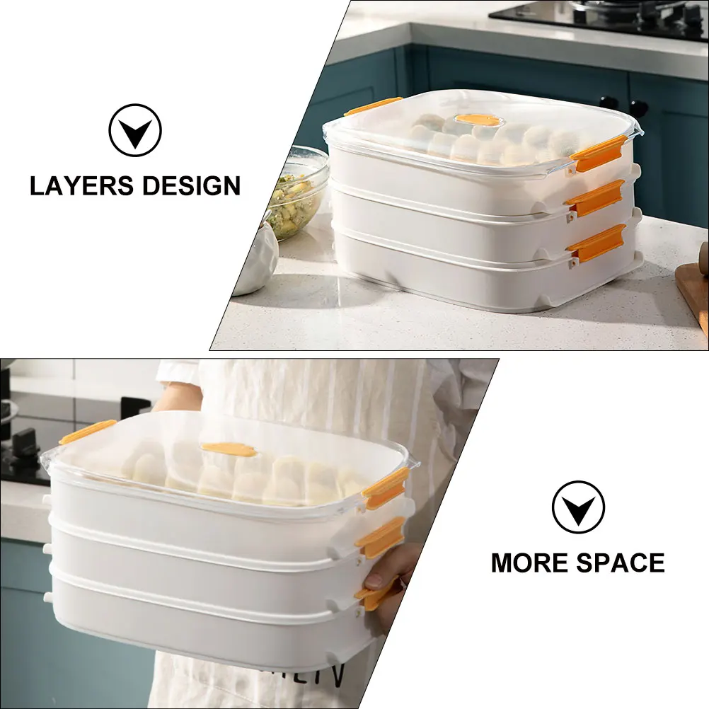 

Kitchen Refrigerator Food Storage Organizer Crisper Box Freezer Dumpling Storage Container Fresh Food Flat Design Space
