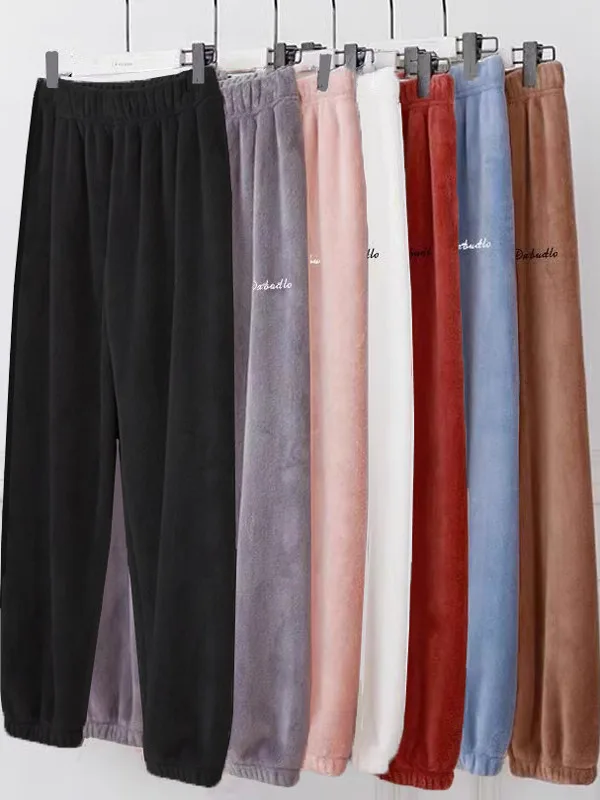 Warme Fairy Coral Fce-broek dames hoge taille losse pasvorm casual broek homewear herfst winter manchetten spwear