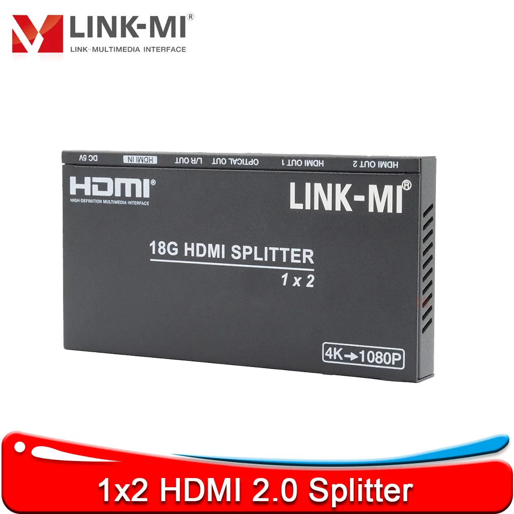 LINK-MI 4K@60Гц 1x2 HDMI 2.0 сплиттер с экстрактором/скейлером звука, 1 вход 2 выхода, HDMI сплиттер 4K2K@50/60Гц 1x2, сплиттер-даскейлер
