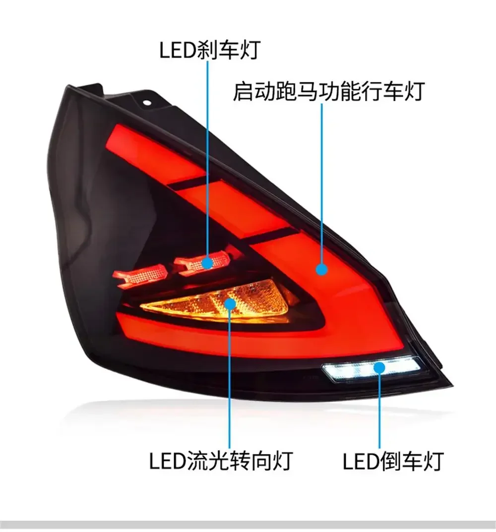 For Ford Fiesta LED Tail Light MK7 ST SE 2009 2010 2011 2012 2013 2014 2015 2016 TailLights LED Running Lamp Fog Lights Europe