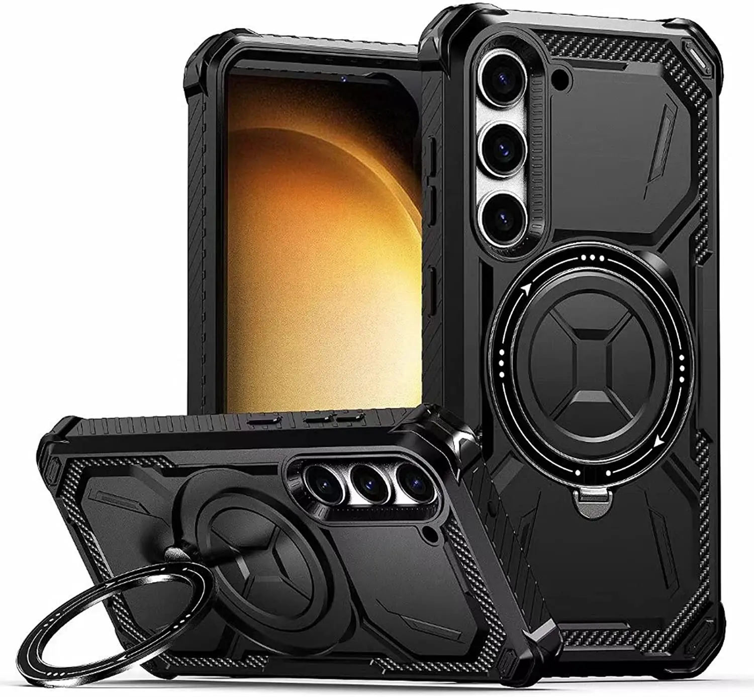 

Heavy Duty Case for Samsung Galaxy S23 Series Ring Holder Case, Military Grade Shockproof Armour PC Phone Cover Magnetic