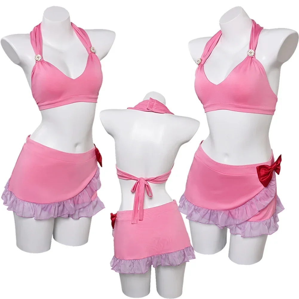 

Aerith Cosplay Swimwear Costume Game Final Roleplay Summer Beach Sexy Bikini Girls Pink Swimsuit Disguise Outfits Halloween Suit