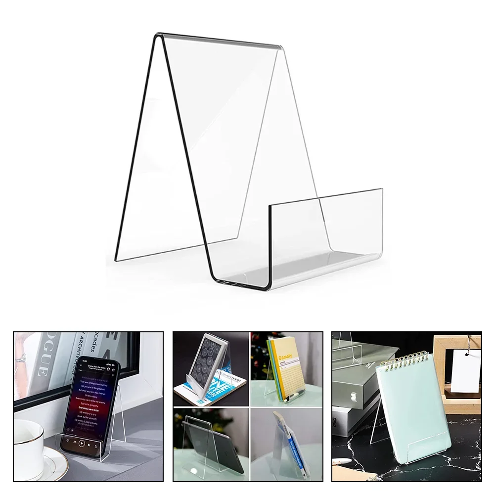 1Pcs Acrylic Book Stand Display Holder Desktop Transparent Bookshelf Magazine Vertical Ledge Table Shelf For Displaying Books