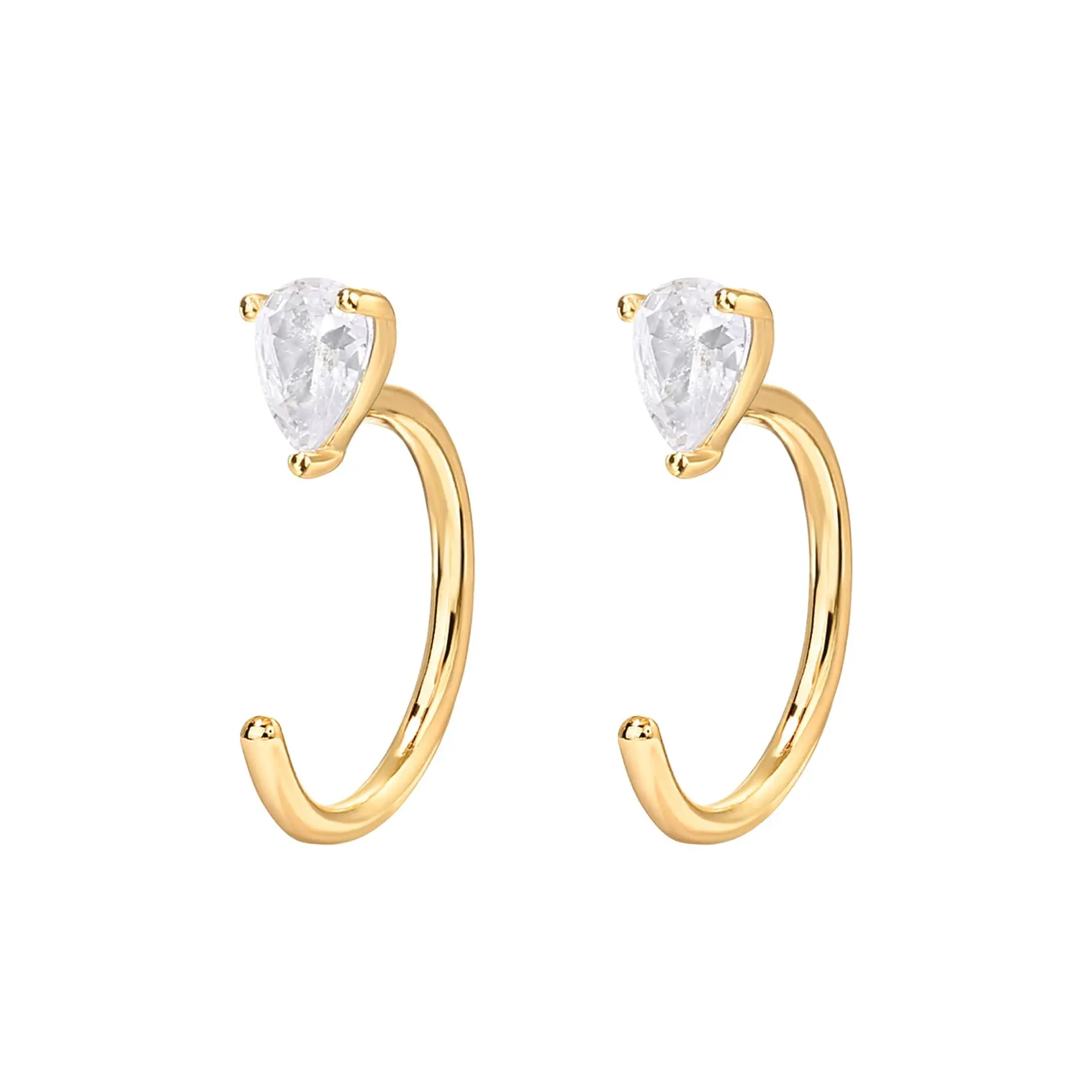 Eavva Women 18K Gold Plated Sterling Silver Posts Huggie Half Hoop Earring Lady Hypoallergenic Minimalist Tiny Cartilage Earring