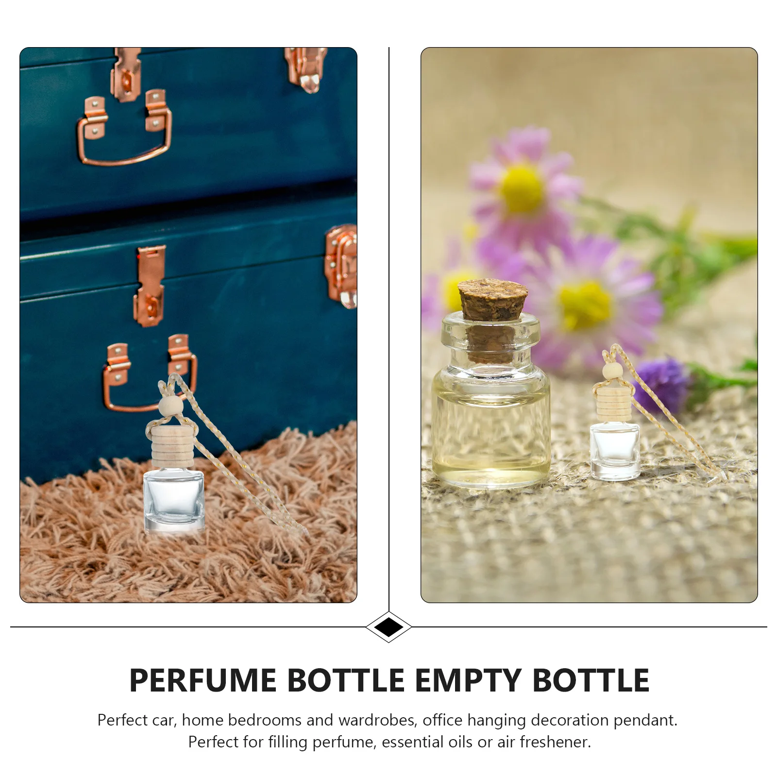 

6pcs Hanging Perfume Bottle Empty Aromatherapy Bottles Transparent Glass Luxury Pendant Strong Fragrance Car Decoration