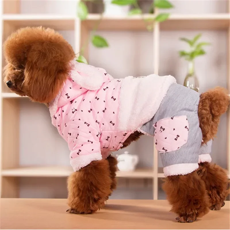 Thicken Warm Dog Clothing Winter Pet Clothes Jumpsuit Puppy Coat Yorkie Poodle Bichon Pomeranian Schnauzer Dog Outfit Apparel