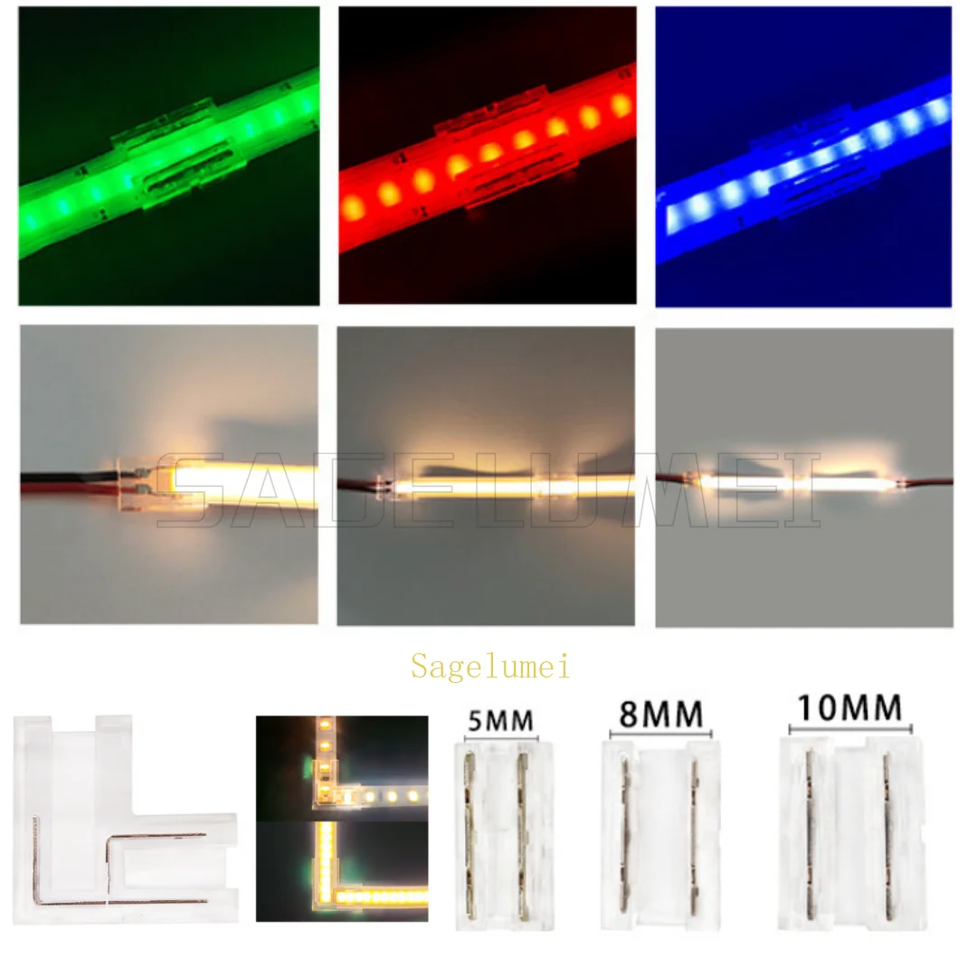 5/10/30/50Pcs 2Pin 5mm/8mm/10mm SMD Cob L-Shape Connectors Led Strip Solderless Corner Easy Connect SMD COB Universal Connectors