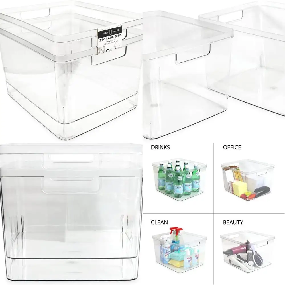 

Extra-Large Clear Storage Bins with Handles, 2-Pack, Ideal for Home Kitchen, Pantry, BPA-Free & Food-Safe