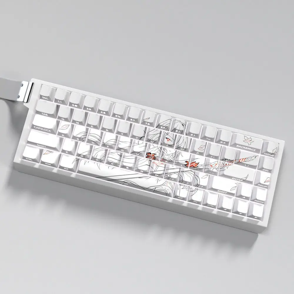 Honkai: Star Rail Acheron Keycaps Cherry Side Engraved Transparent PBT Dye-Sub Game Keycap for 60 68 Magnetic Axis Keyboard