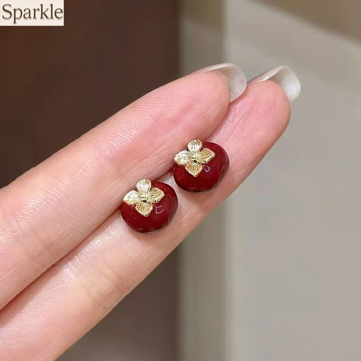 

Enamel Red Cherry Tomato Stud Earrings Creative Tomato-shaped Ear Jewelry for Women New Trendy Small Ear Accessories Gift Cute