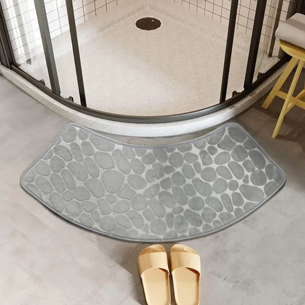 Non-slip Bath Mat Luxurious Coral Velvet Bathroom Floor Mat with Anti-slip Pebble Design for Quick-drying Water for Hotel