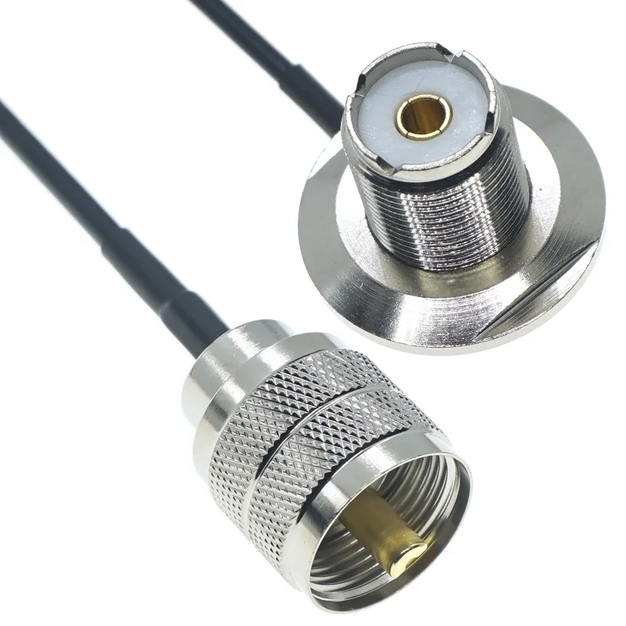 RG174 Cable UHF Male to UHF PL259 SO239 Male Female Plug Jack Right Angle Crimp Coaxial Connector RF antenna extension wire Coax