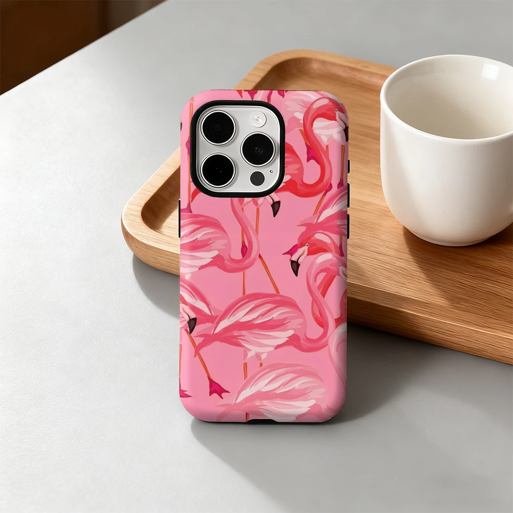 Роскошный чехол для телефона из флока с фламинго для iPhone 17, 16, 15, 14, 13, 12, 11 Pro Max Air Plus, роскошная двухслойная задняя крышка