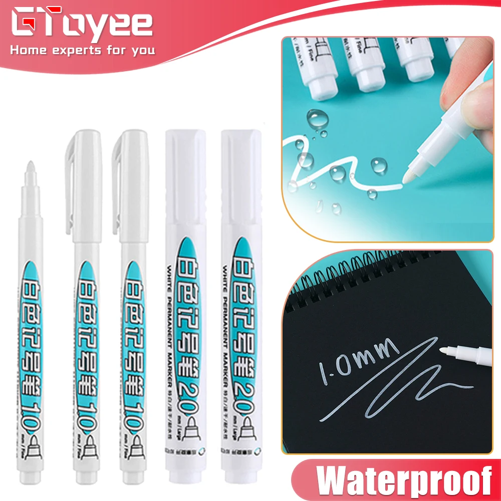 1/2 Pcs Oily Waterproof White Marker Pen Permanent Painting Graffiti Gel Pencil Painting Notebook Tread Environmental Pen