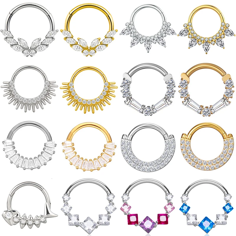 

1PC ASTM F136 G23 Titanium Piercing Nose Rings Septum Hinged Segment Cartilage Daith Earring Helix Clicker Lip Piercing Jewelry