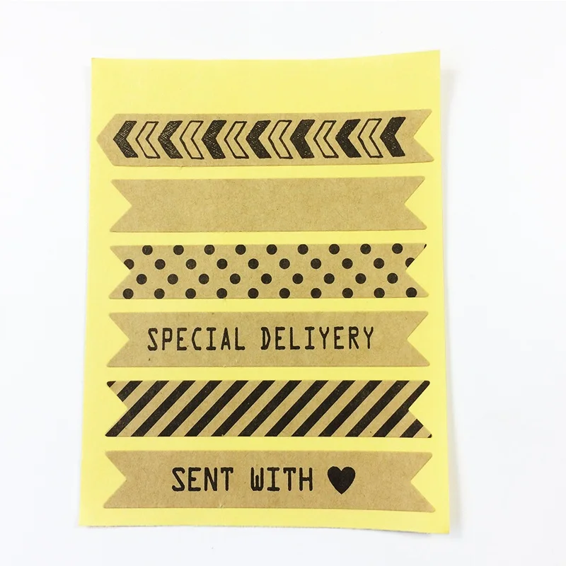 

60pcs/lot Stripe Design Kraft Paper Seal Sticker For Handmade Products DIY Multifunction Gift Package Decoration Label Stickers