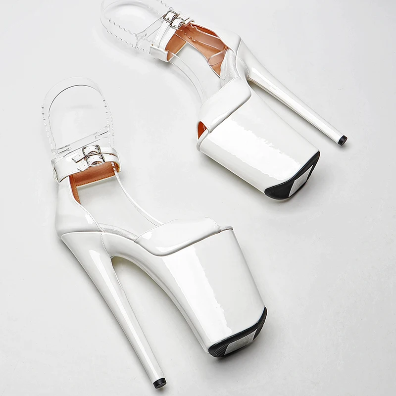 Leecabe 23CM / 9inches Patent PU Upper open toe fashion Platform High Heels Sandals Pole Dance shoes