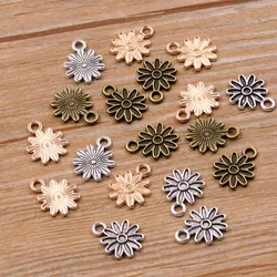 60PCS 10*13mm Metal Alloy 3 Color Small Daisy Flower Charms Plant Pendants For Jewelry Making DIY Handmade Craft