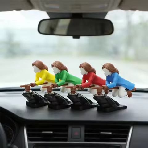 Moving Witch Ornament Drift Dashboard Decoration Broomstick Car Accessory Fantasy Decor Unique Gift Smooth Motion Funny Driving