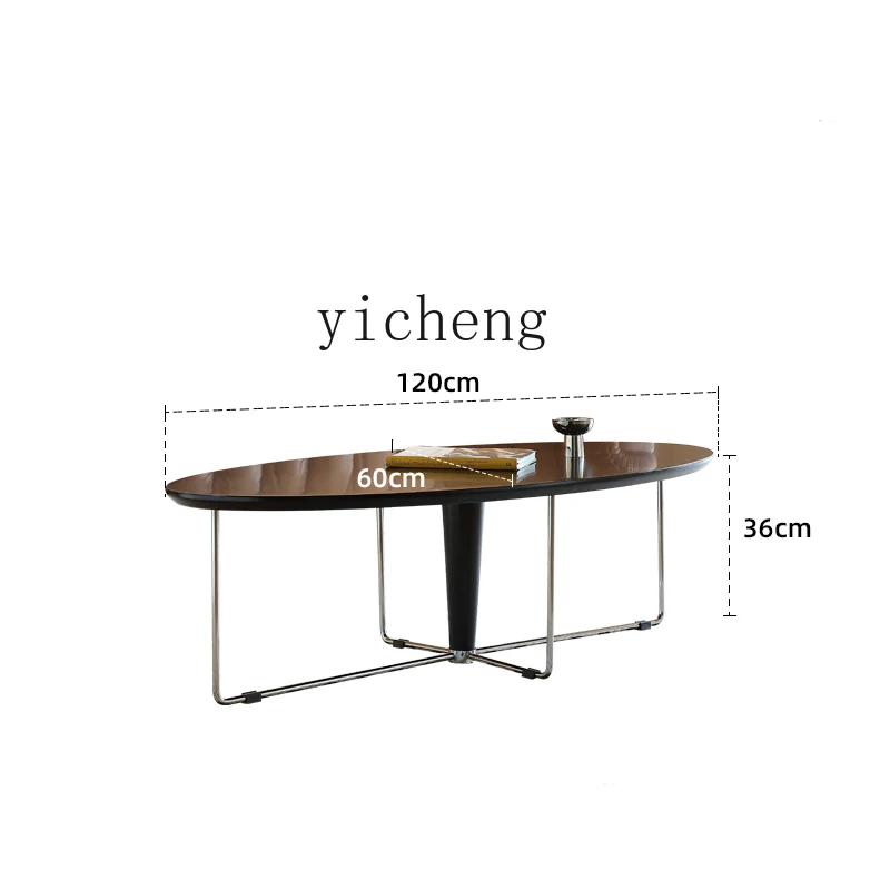 YY Small Apartment Coffee Table Home Oval Side Table Tea Table Stainless Steel Retro Corner Table