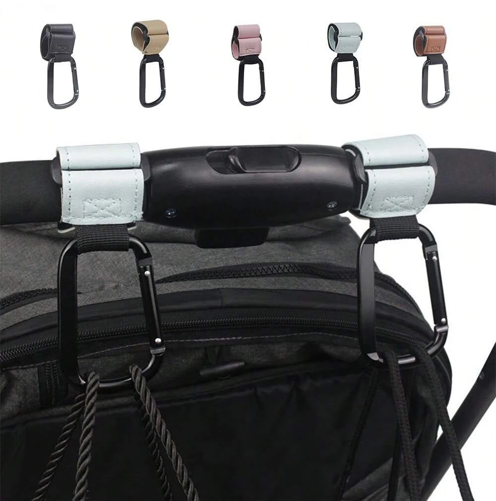 

1/2pcs PU Leather Baby Bag Stroller Hook Pram Cart Organizer 360 Degree Rotatable Hook High-quality Crochet Stroller Accessories