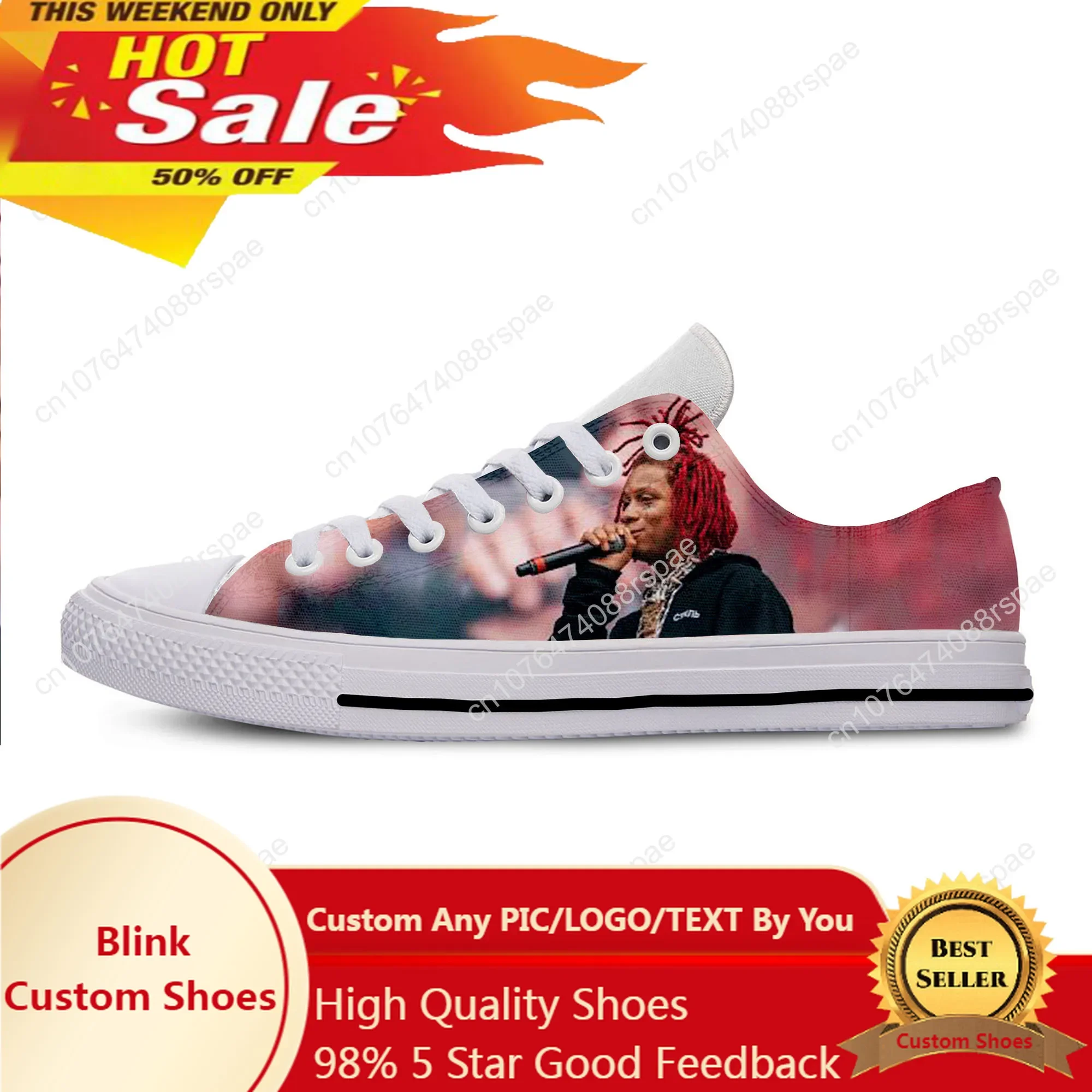 

Hot Summer Handiness Casual Harajuku Shoes Man Woman Hip Hop Rap Music Rock Rapper Trippie Redd Breathable Low Top Board Shoes