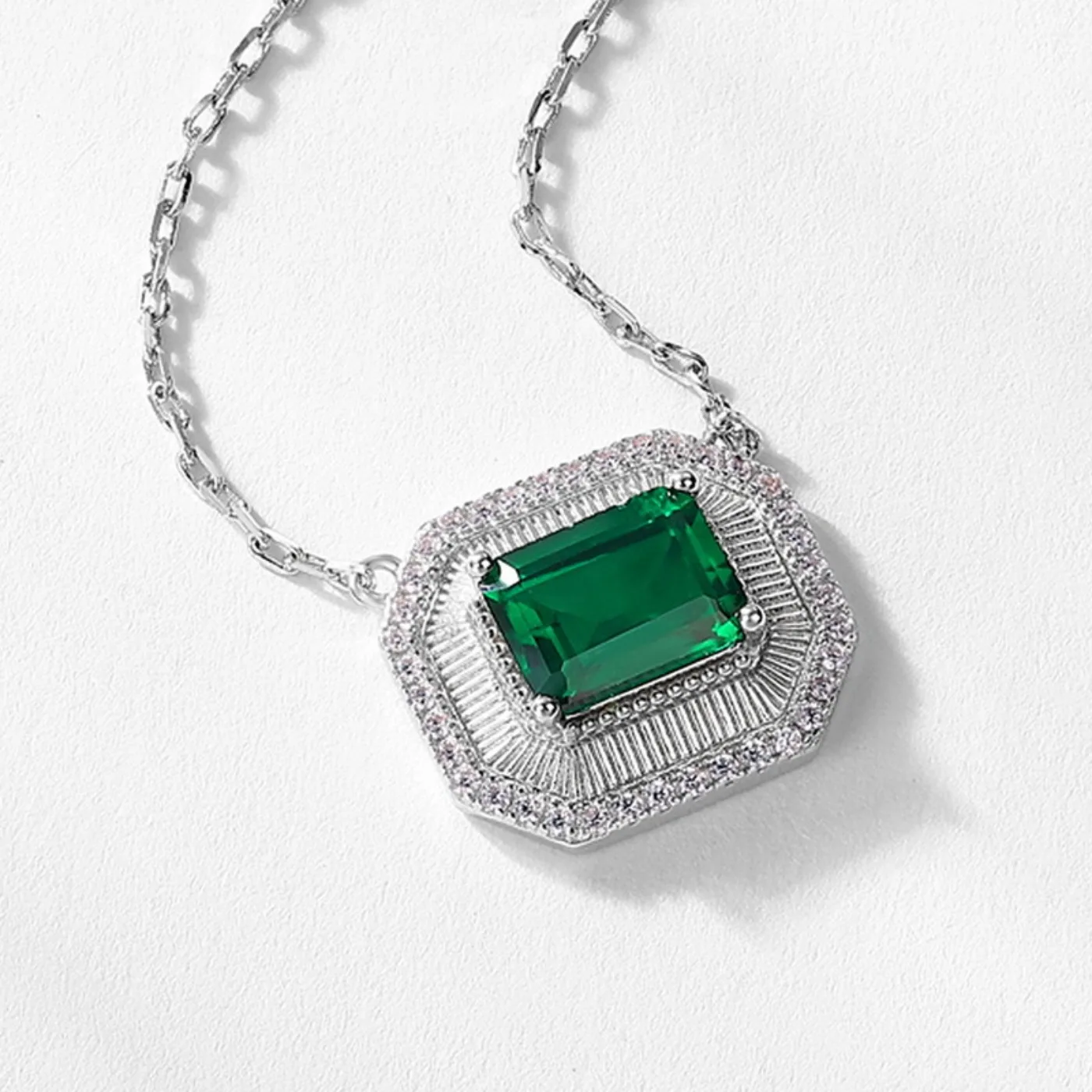 MUSHAN Luxury Jewelry 925 Sterling Silver Chain Pendant Necklace Lab Grown Emerald Ruby Gemstones Necklaces Pendants GRC Jewelry view 4