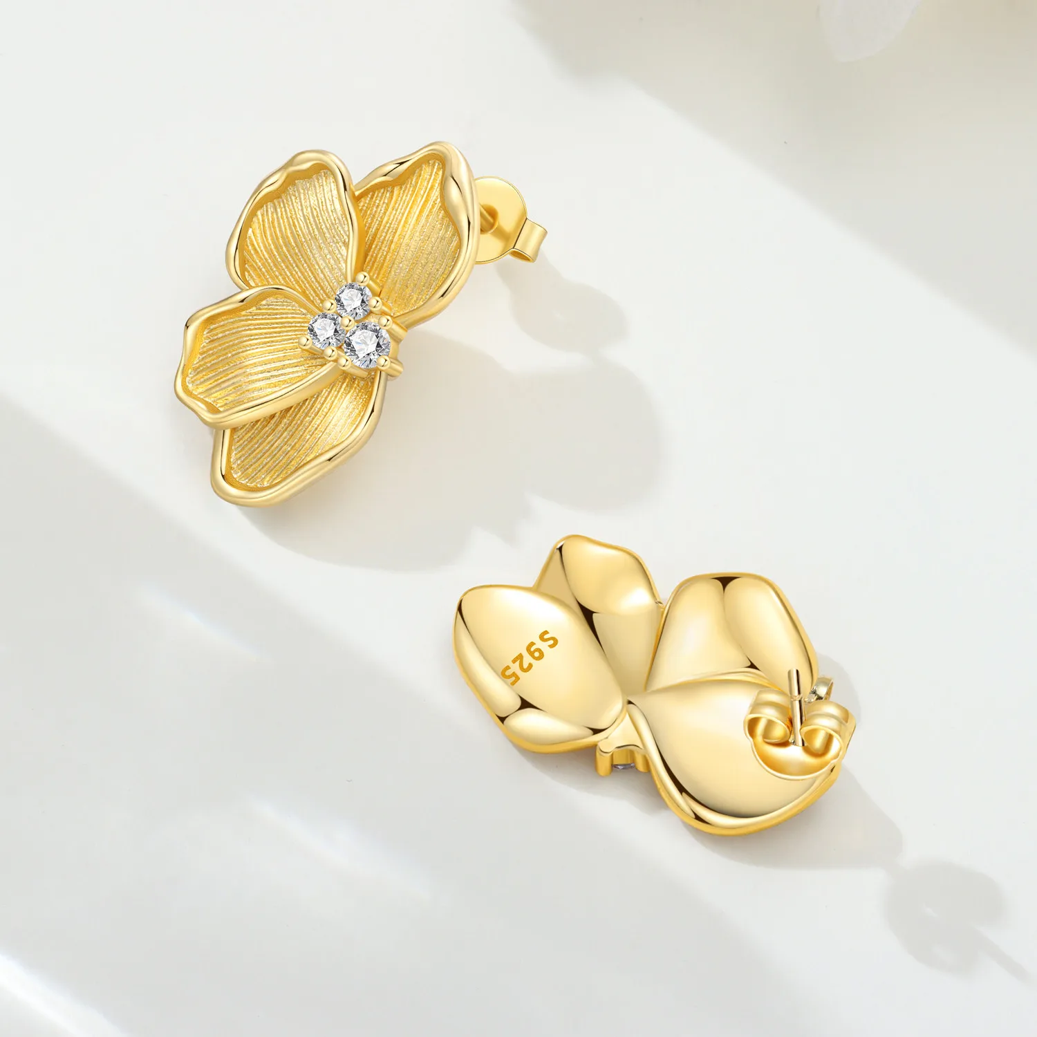 

Orstarry S925 Sterling Silver 18K Gold Petal Flower Stud Earrings For Lady S925 Jewelry Party Anniversary Trendy Original Gifts