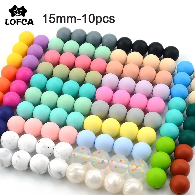 LOFCA 15mm 10pcs/lot Silicone Beads  Used in jewelry making Necklace Bracelets Keychain Jewelry accessories