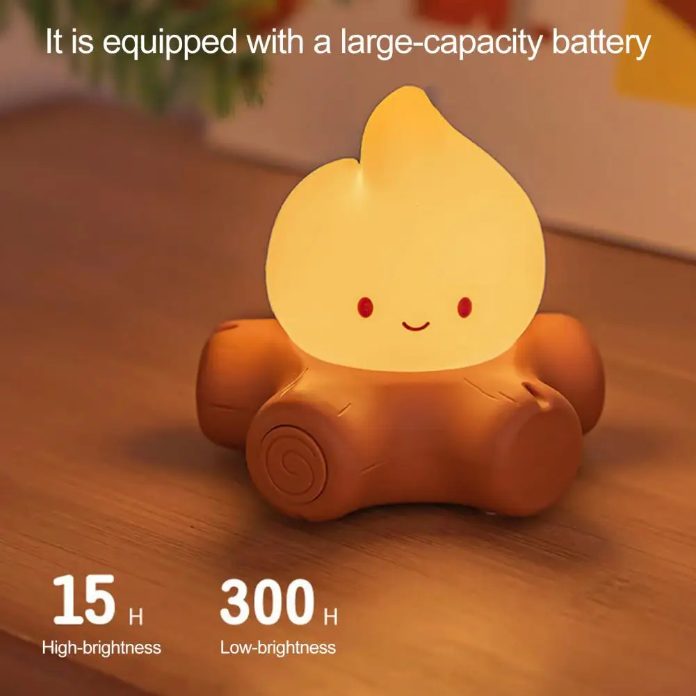 

Food-grade Silicone Night Light Girls Room Decor Night Light Bonfire Shape Night Light with Long Battery Life Usb-c for Bedroom