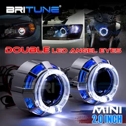 Dual LED Angel Eyes Bi-xenon Lens 2 inch Headlight Projector Kit H1 H4 H7 Retrofit DRL Halo Rings Motorcycle Car Accessories
