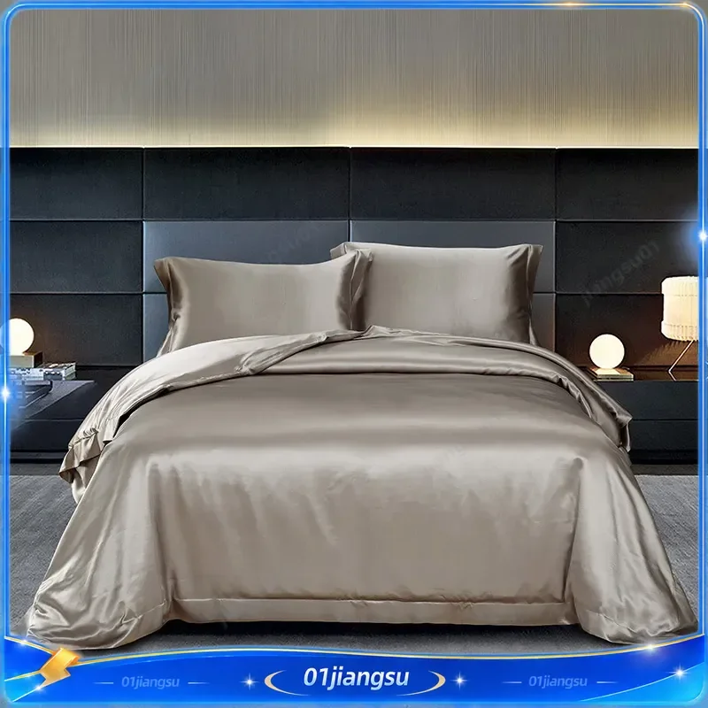 25mm 100% Mulberry Silk Pillowcase Set 4 Piece Heavyweight Double Sided Solid Color Premium Silk Bedding Gift for Family