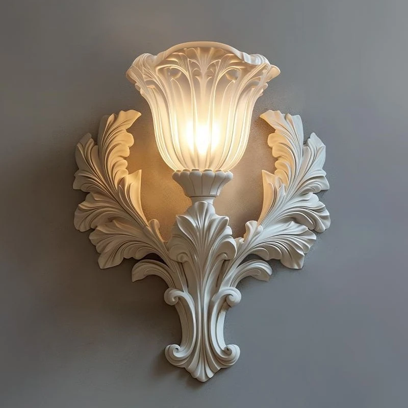 الراتنج وحدة إضاءة LED جداريّة مصباح الفرنسية الرجعية الفاخرة الجدار ضوء المدخل غرفة المعيشة مصابيح الإضاءة الداخلية لوازم الديكور أضواء
