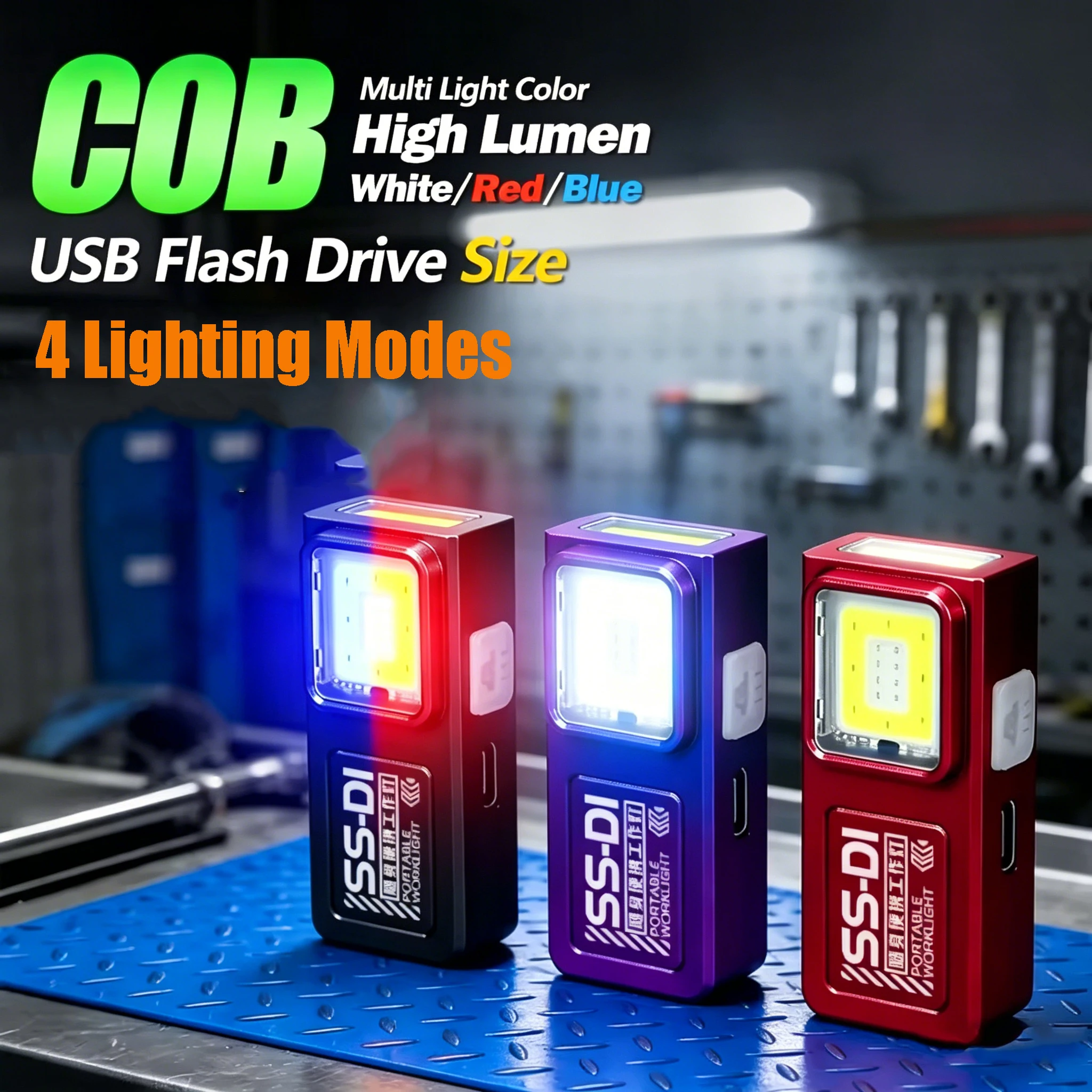 LED COB Mini Flashlight Rechargeable Lamp Torch Portable Working Light with Magnet Waterproof Outdoor Emergency Camping Lantern