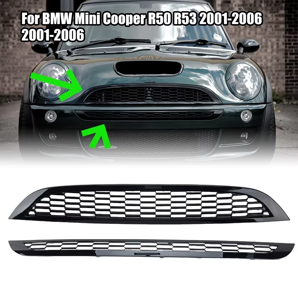 

Передняя верхняя нижняя решетка для BMW Mini Cooper R50 R53 2001-2006, передняя решетка, замена 51137026202, аксессуары для автомобилей, запчасти