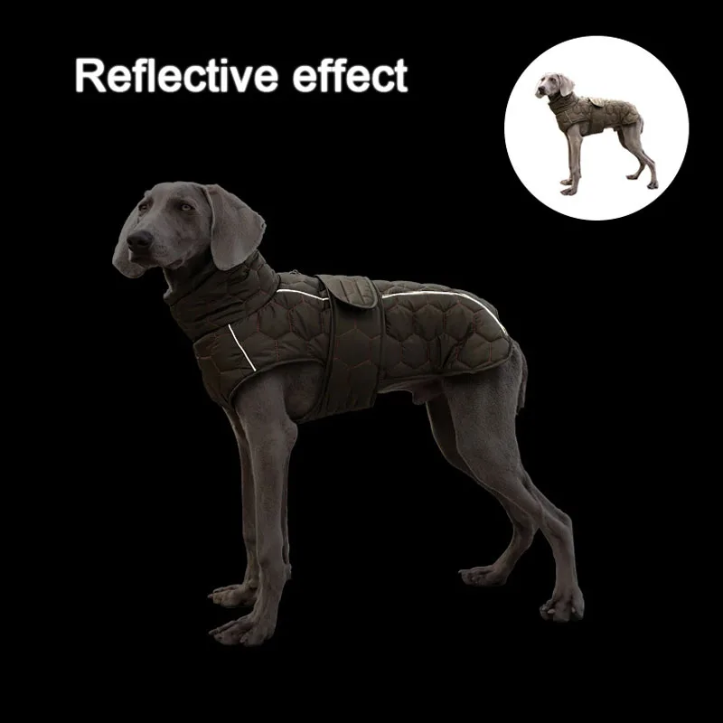 Large Breed Dog Jacket Reflective Snowsuit Warm Fleece Lining Coat for Small Medium Dogs Pet Whippet Greyhound Winter Clothes