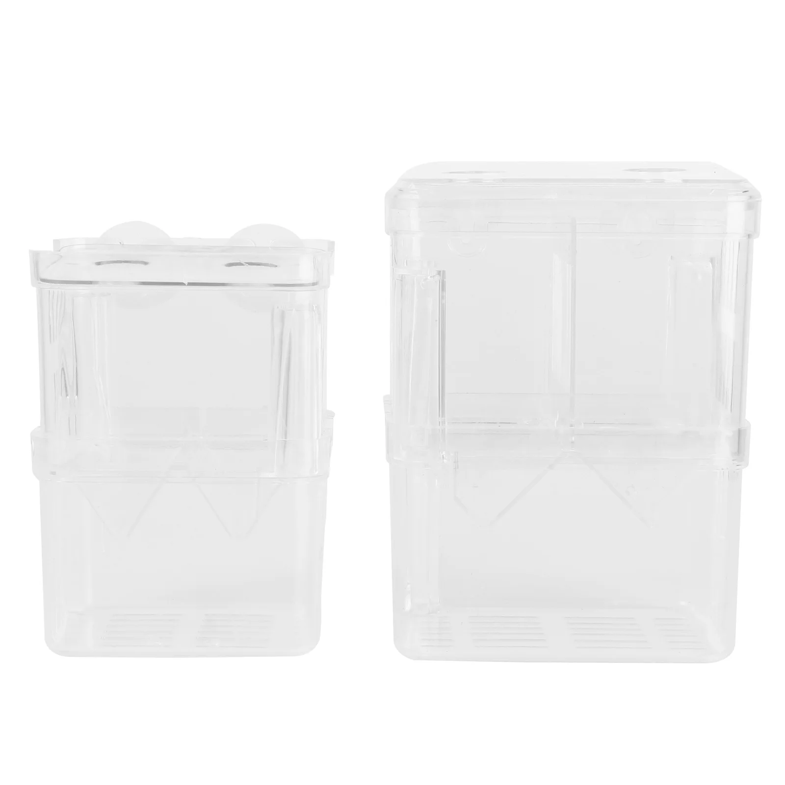

2pcs Transparent Aquarium Breeding Box Durable Fish Fry Hatching Container With Suction Cup 2-Layer Fish Tank Fry Breeding