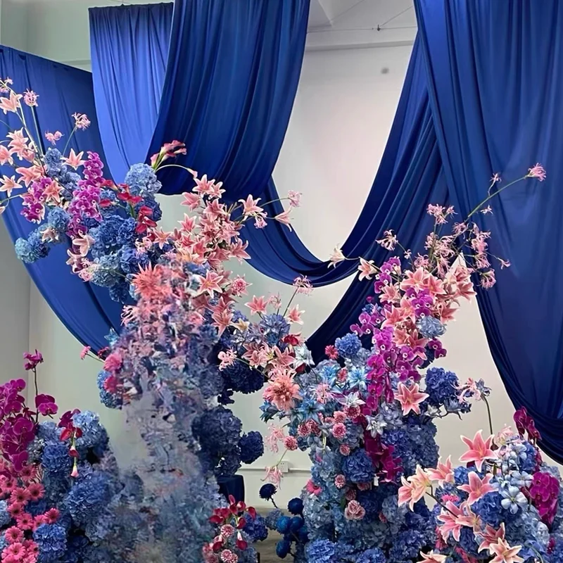 Royal Blue Good Drape Fabric for Wedding Decor Curtains Backdrops Cloth Decoration Material Sewing Supplies Wide 170cm