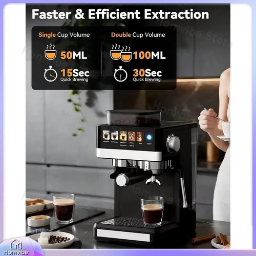 Cafetera Espresso De 20 Bares Con Molinillo Integrado,