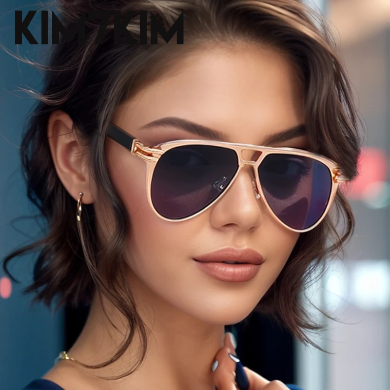 

2025 Oversized Oval Metal Frame Sunglasses Women Men Luxury Brand Trendy Double Beam Eyewear Vintage Punk Sun Glasses For Lady